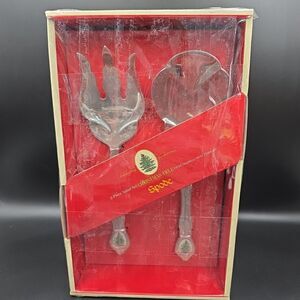 Wallace Spode Christmas 2 Piece Salad Set 18/10 Heavy Stainless Steel New In Box